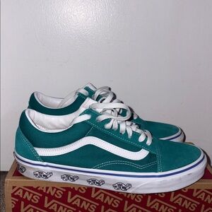 Old Skool Vans Teal and White Sneakers